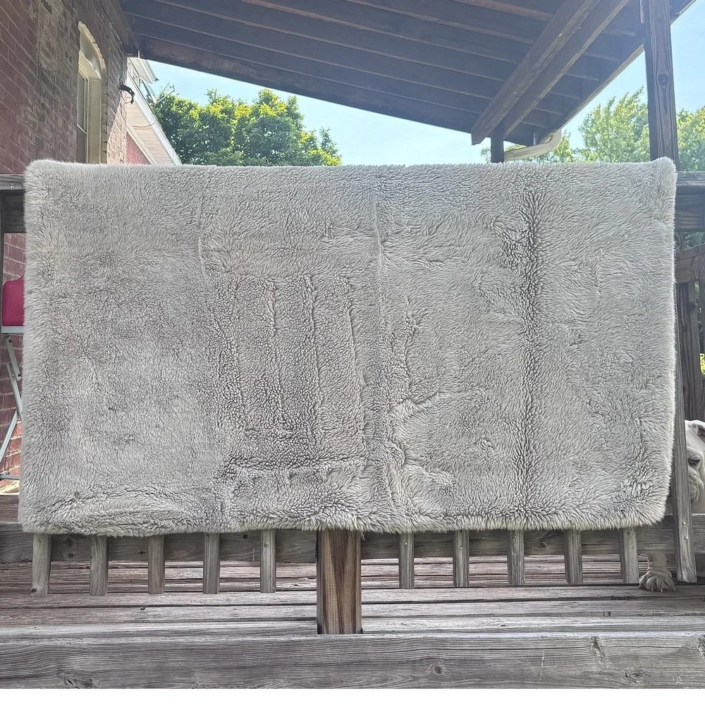 Restoration Hardware RH Luxe Faux Fur Throw Blanket 50 X 60 Gray Oversized Plush